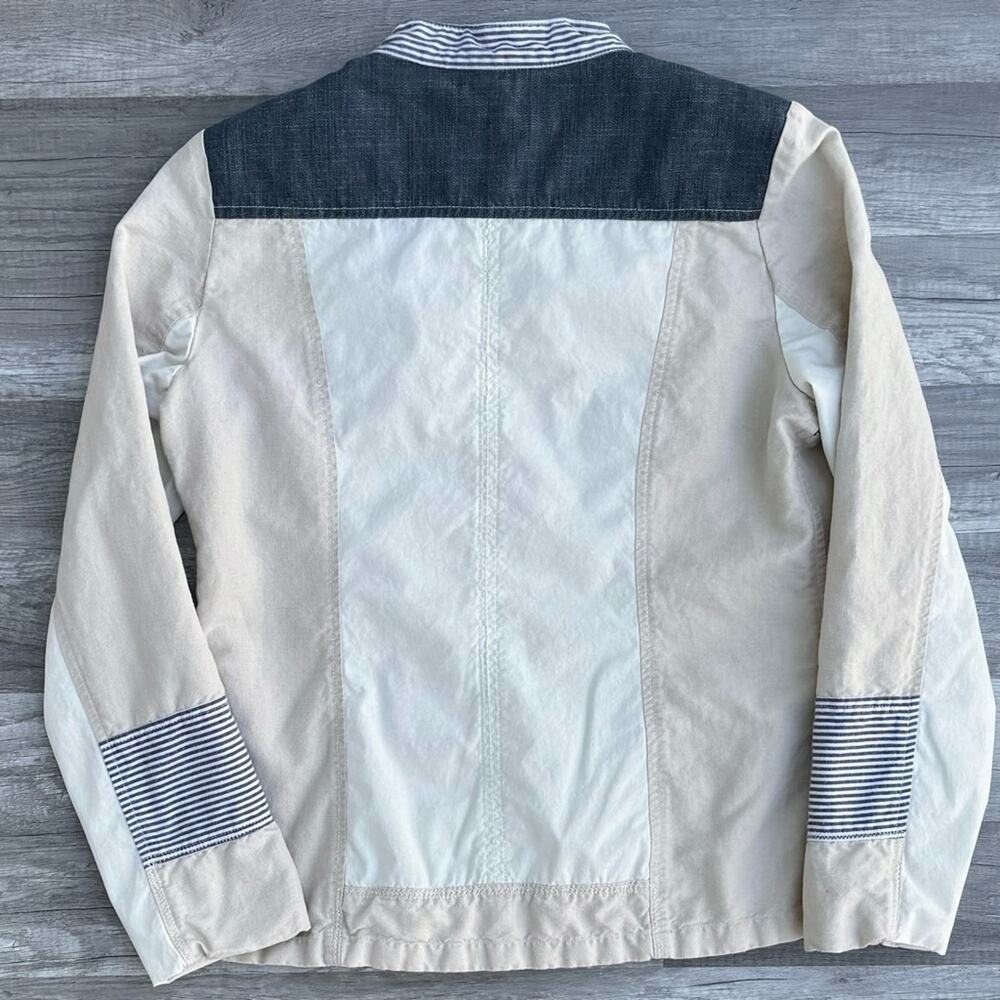 Sundance Button Front Patchwork Jacket Fall Utility Zip Pocket Cream Size 10 - Picture 5 of 14